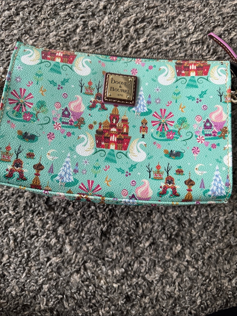 Dooney & Bourke Mint Multi Patterned Crossbody Wristlet - Picture 2 of 6
